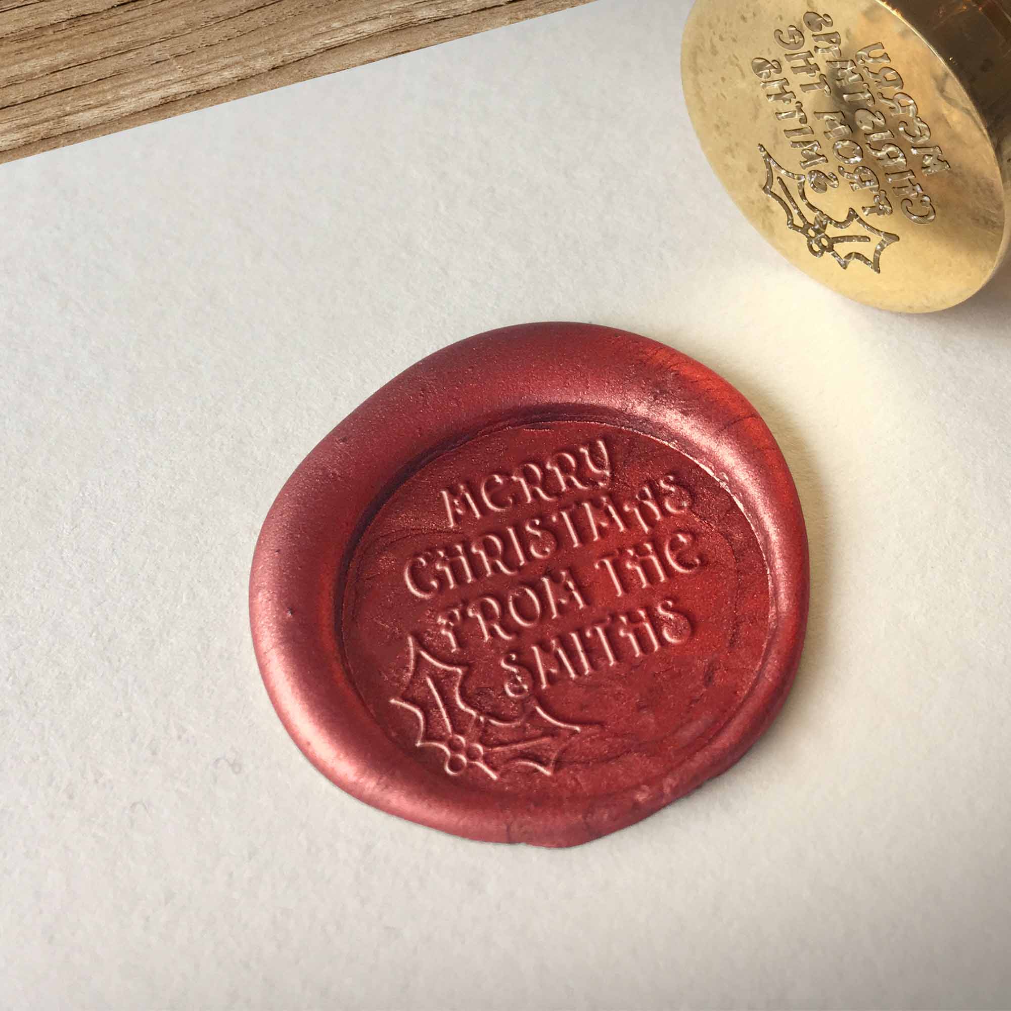 Christmas Seal with Holly Custom Text UK Wax Seals